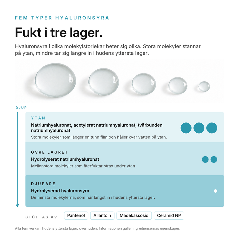 5 Typer Hyaluronsyra Serum, nyckelingredienser
