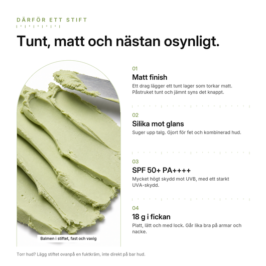 Mugwort Matt Solstift SPF50+, fördelar