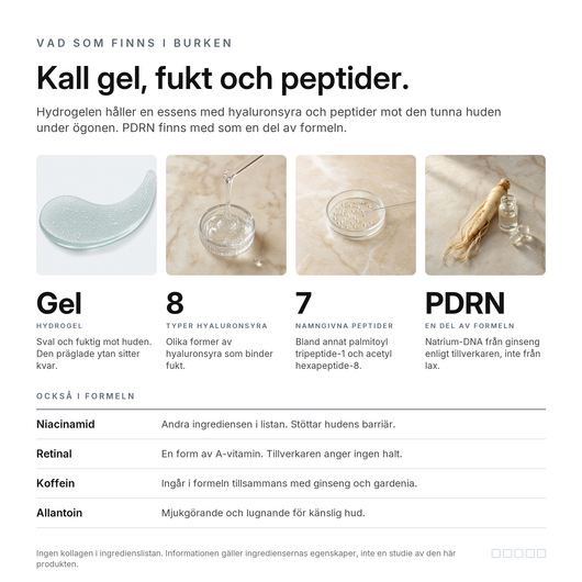 PDRN Hydrogel Ögonlappar, nyckelingredienser
